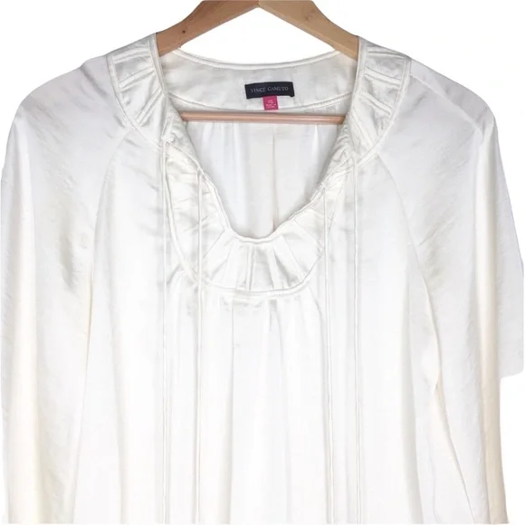 Vince Camuto Long Sleeve Tie V-Neck Blouse - Picture 3 of 7